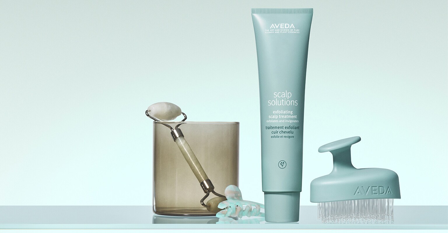Shop Aveda's scalp solutions exfoliating scalp treatment instantly reduces sebum by 76%