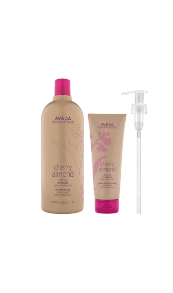 체리 아몬드 소프트닝 샴푸 1L & 컨디셔너 200ML & 펌프 기획 세트